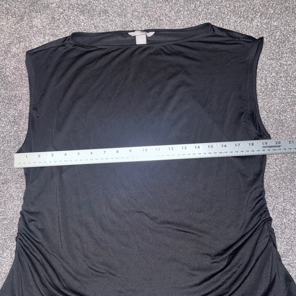 H&M Women's Black Sleeveless Boatneck Blouse w/ Ruched Side Seams Size XL - Picture 3 of 9